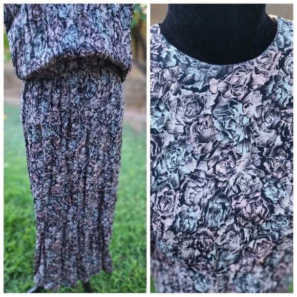 Vintage sketched floral dress - Picture 2 of 5